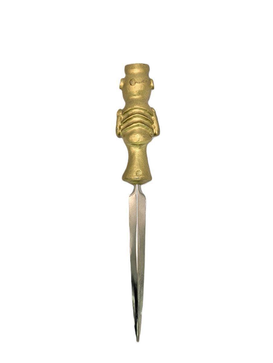 Handcrafted Pewter Taino Baibrama, Cassava God Letter Opener, Caribbean Cultural Desk Collectible