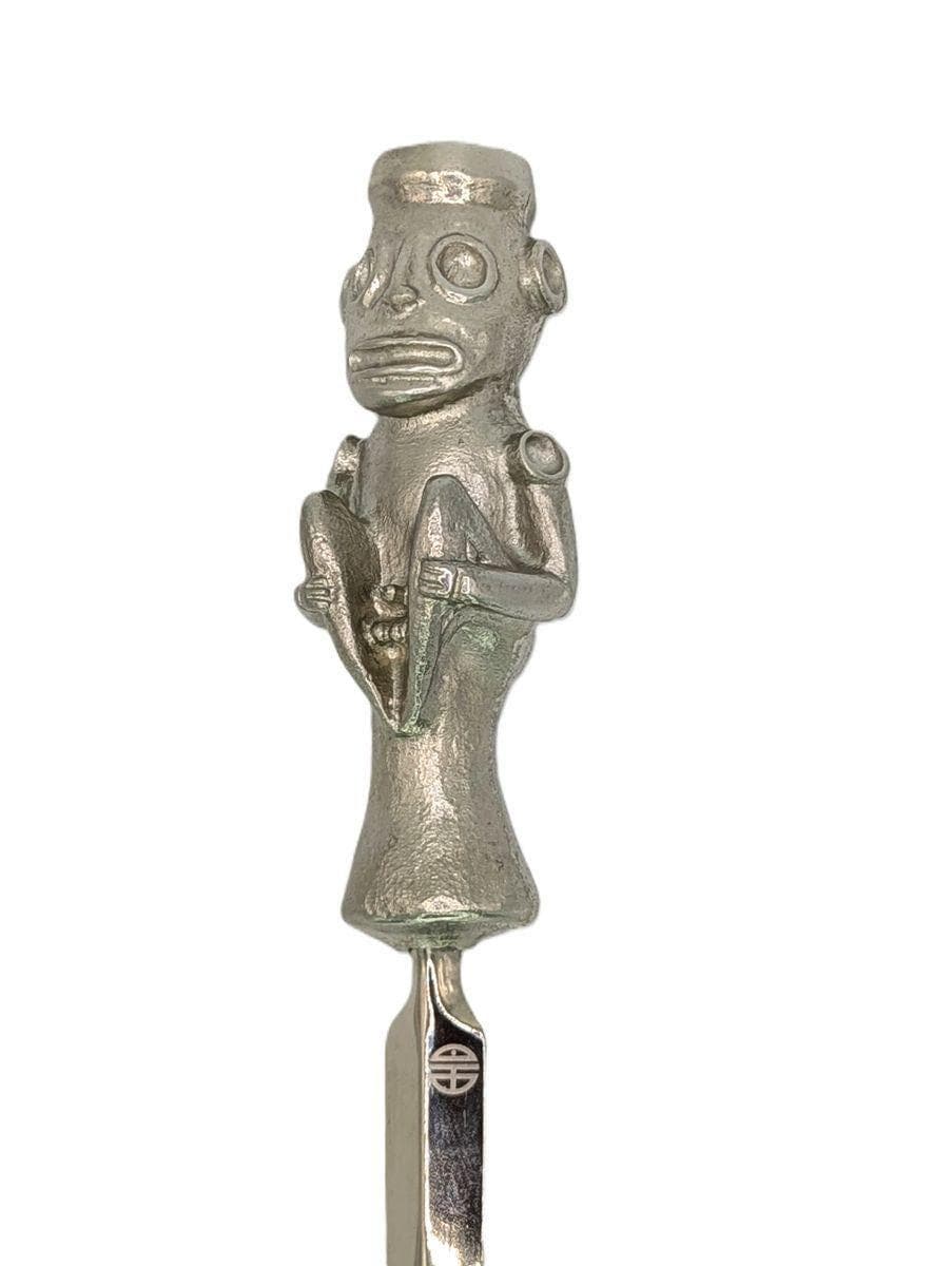 Handcrafted Pewter Taino Baibrama, Cassava God Letter Opener, Caribbean Cultural Desk Collectible