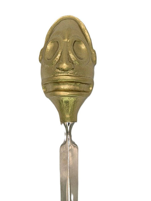 Handcrafted Pewter Taino Behique Shaman Mask Letter Opener, pre-Columbian Art Desk collectible