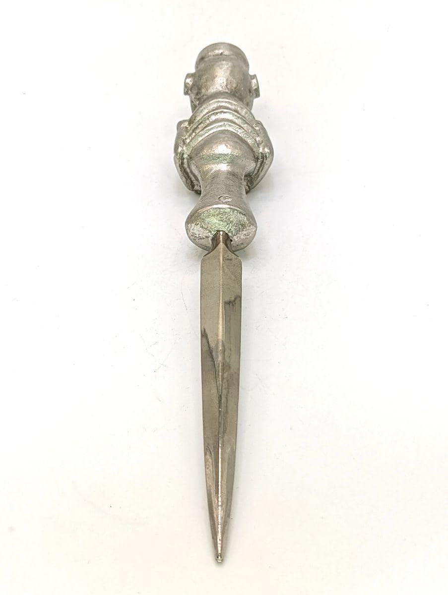 Handcrafted Pewter Taino Baibrama, Cassava God Letter Opener, Caribbean Cultural Desk Collectible