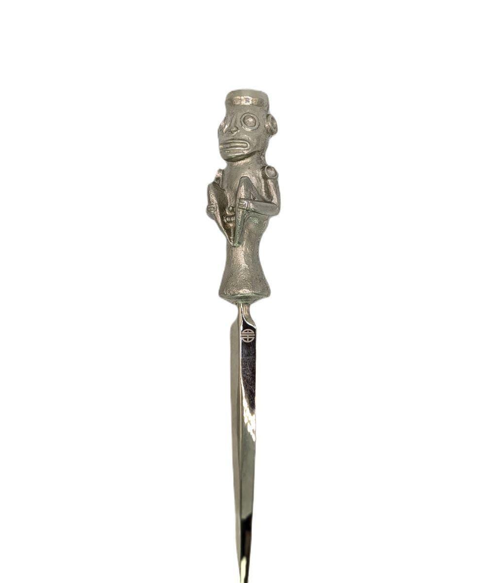 Handcrafted Pewter Taino Baibrama, Cassava God Letter Opener, Caribbean Cultural Desk Collectible