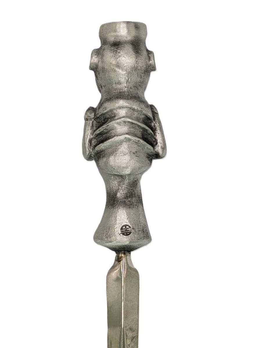 Handcrafted Pewter Taino Baibrama, Cassava God Letter Opener, Caribbean Cultural Desk Collectible