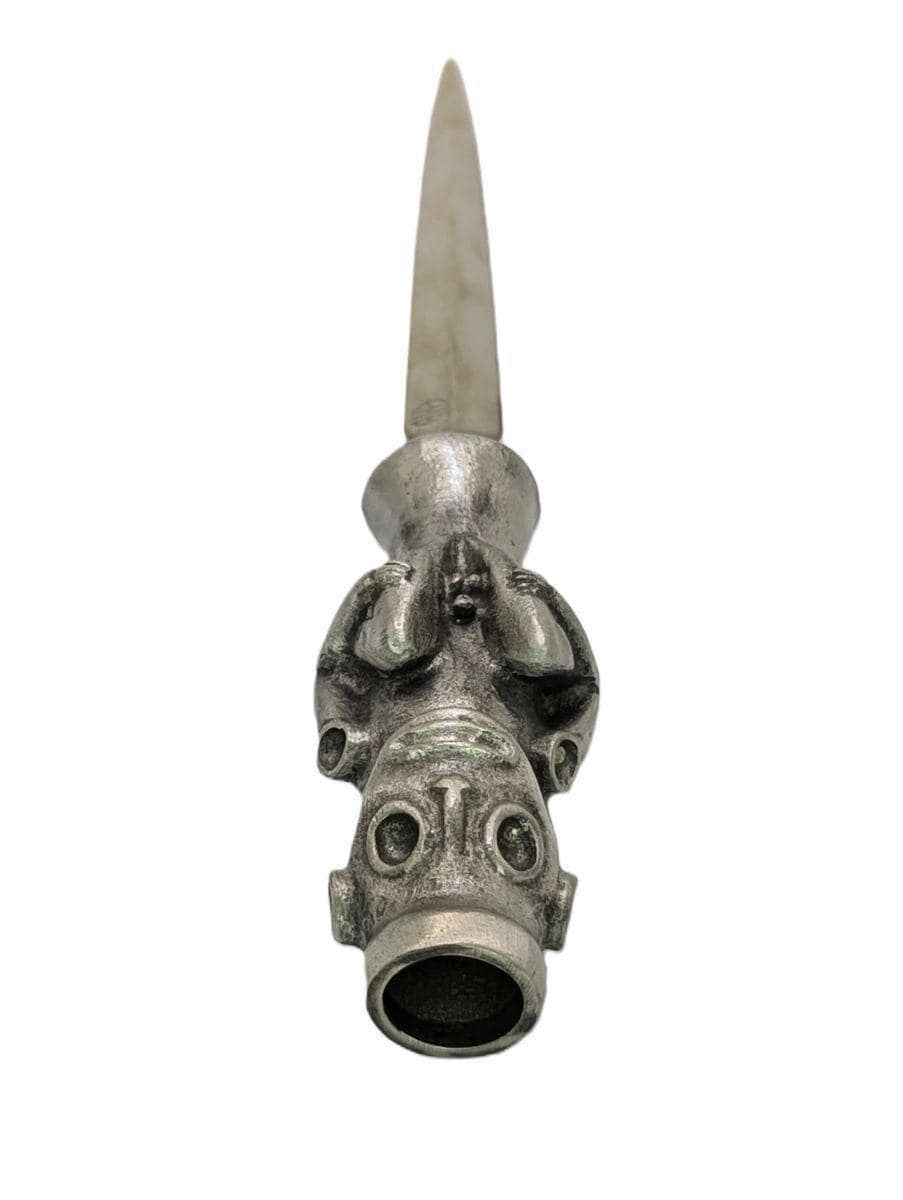 Handcrafted Pewter Taino Baibrama, Cassava God Letter Opener, Caribbean Cultural Desk Collectible