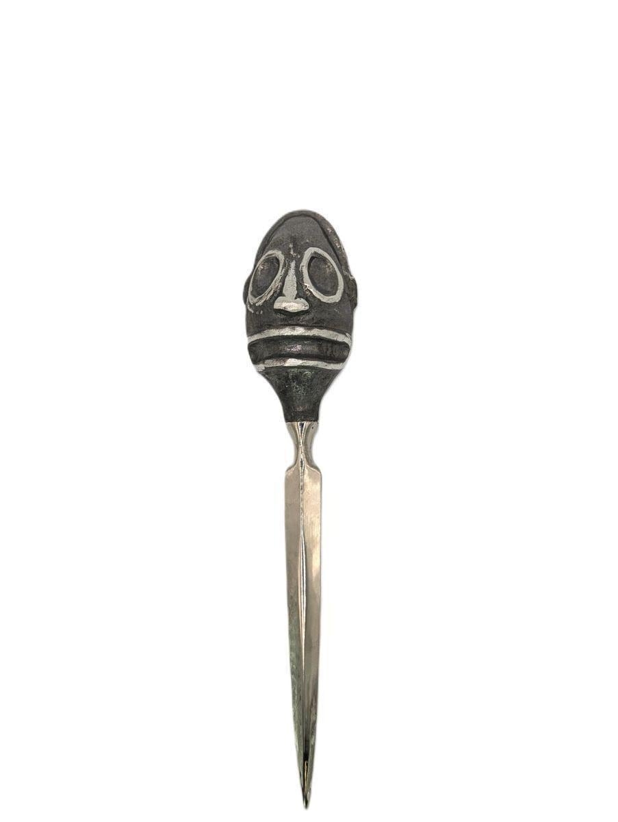 Handcrafted Pewter Taino Behique Shaman Mask Letter Opener, pre-Columbian Art Desk collectible