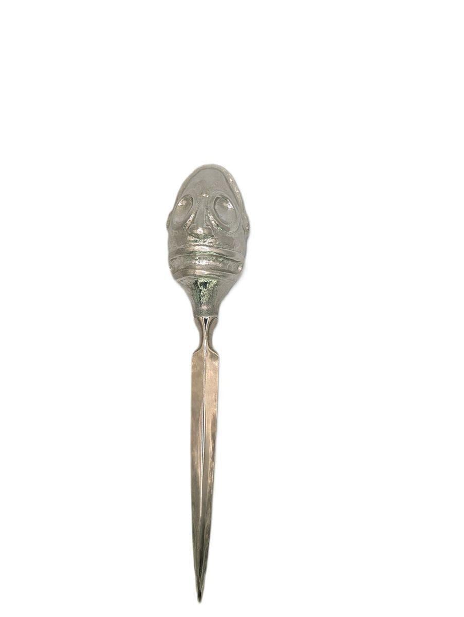 Handcrafted Pewter Taino Behique Shaman Mask Letter Opener, pre-Columbian Art Desk collectible