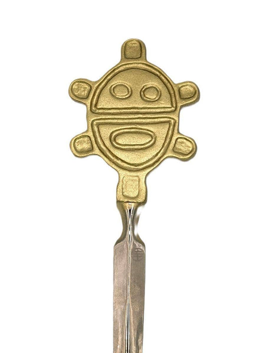 Handcrafted Pewter Taino Sun Petroglyph Letter Opener, Caribbean Indigenous Art Desk Decor