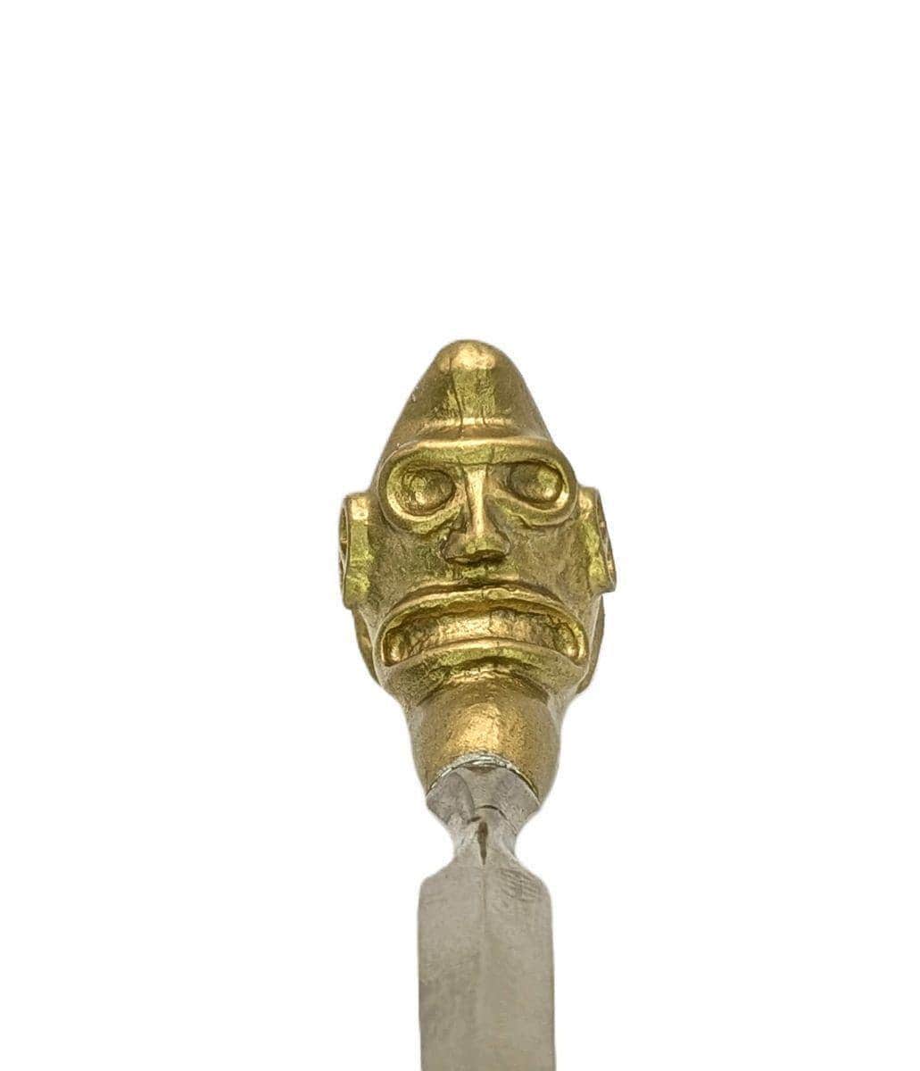 Handcrafted Pewter Taino Trigonolito Three-Pointed Stone Letter Opener, Caribbean Cultural Desk Collectible