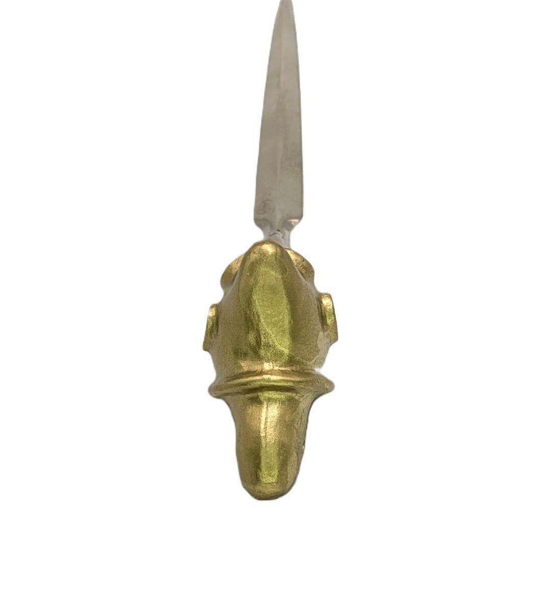 Handcrafted Pewter Taino Trigonolito Three-Pointed Stone Letter Opener, Caribbean Cultural Desk Collectible
