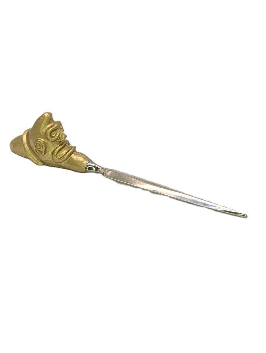 Handcrafted Pewter Taino Trigonolito Three-Pointed Stone Letter Opener, Caribbean Cultural Desk Collectible