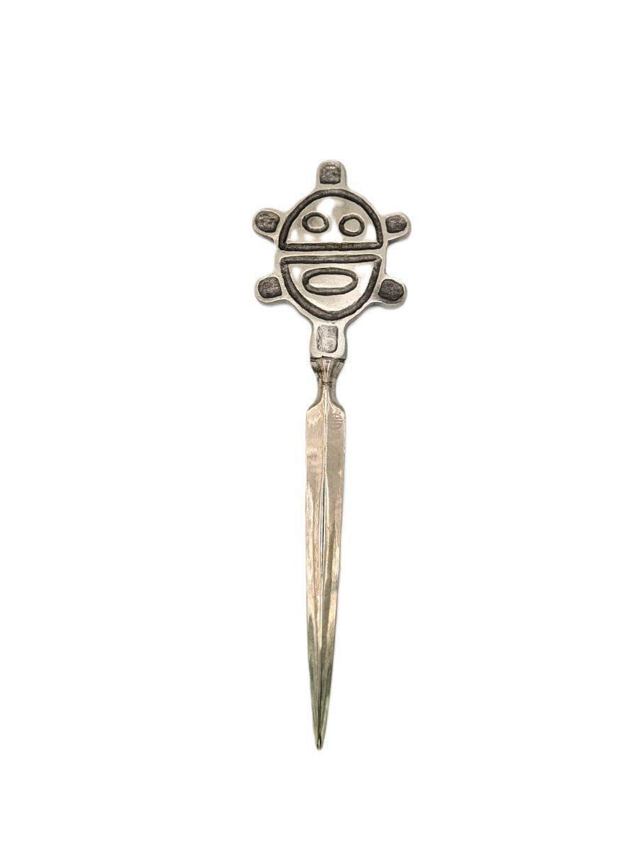Handcrafted Pewter Taino Sun Petroglyph Letter Opener, Caribbean Indigenous Art Desk Decor