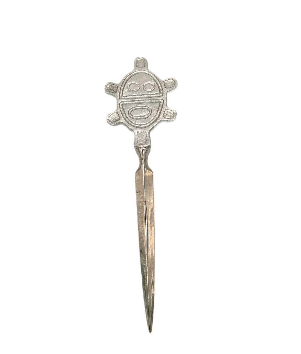 Handcrafted Pewter Taino Sun Petroglyph Letter Opener, Caribbean Indigenous Art Desk Decor