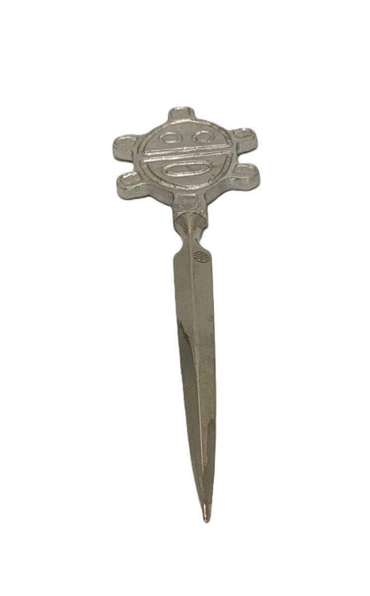 Handcrafted Pewter Taino Sun Petroglyph Letter Opener, Caribbean Indigenous Art Desk Decor