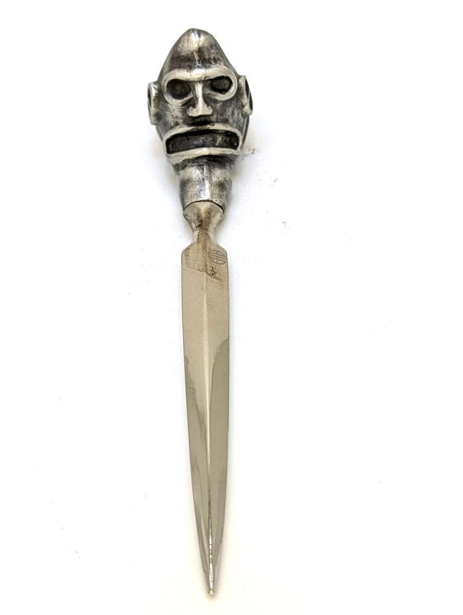 Handcrafted Pewter Taino Trigonolito Three-Pointed Stone Letter Opener, Caribbean Cultural Desk Collectible