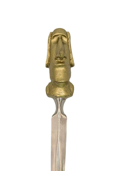 Handcrafted Pewter Moai Easter Island Head Letter Opener, Ancient Mystery Desk Decor Collectible