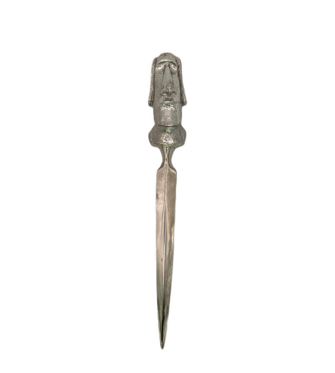 Handcrafted Pewter Moai Easter Island Head Letter Opener, Ancient Mystery Desk Decor Collectible