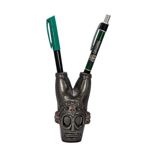 Handcrafted Taino Cohoba Ritual Inhaler Pen Holder, Caribbean Indigenous Art