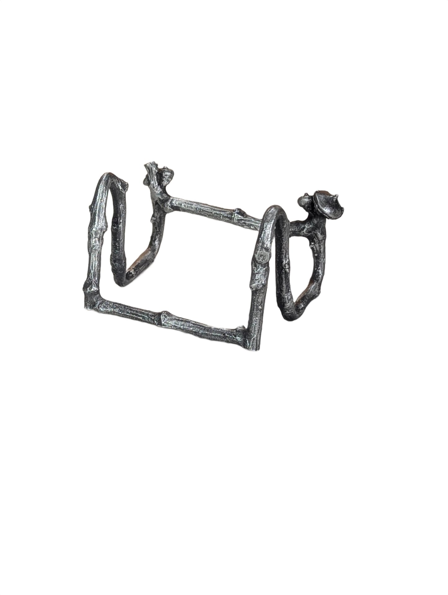 Handcrafted Pewter Oak Twig Business Card Holder, Nature-Inspired Minimalist Card Stand, Rustic Office Decor