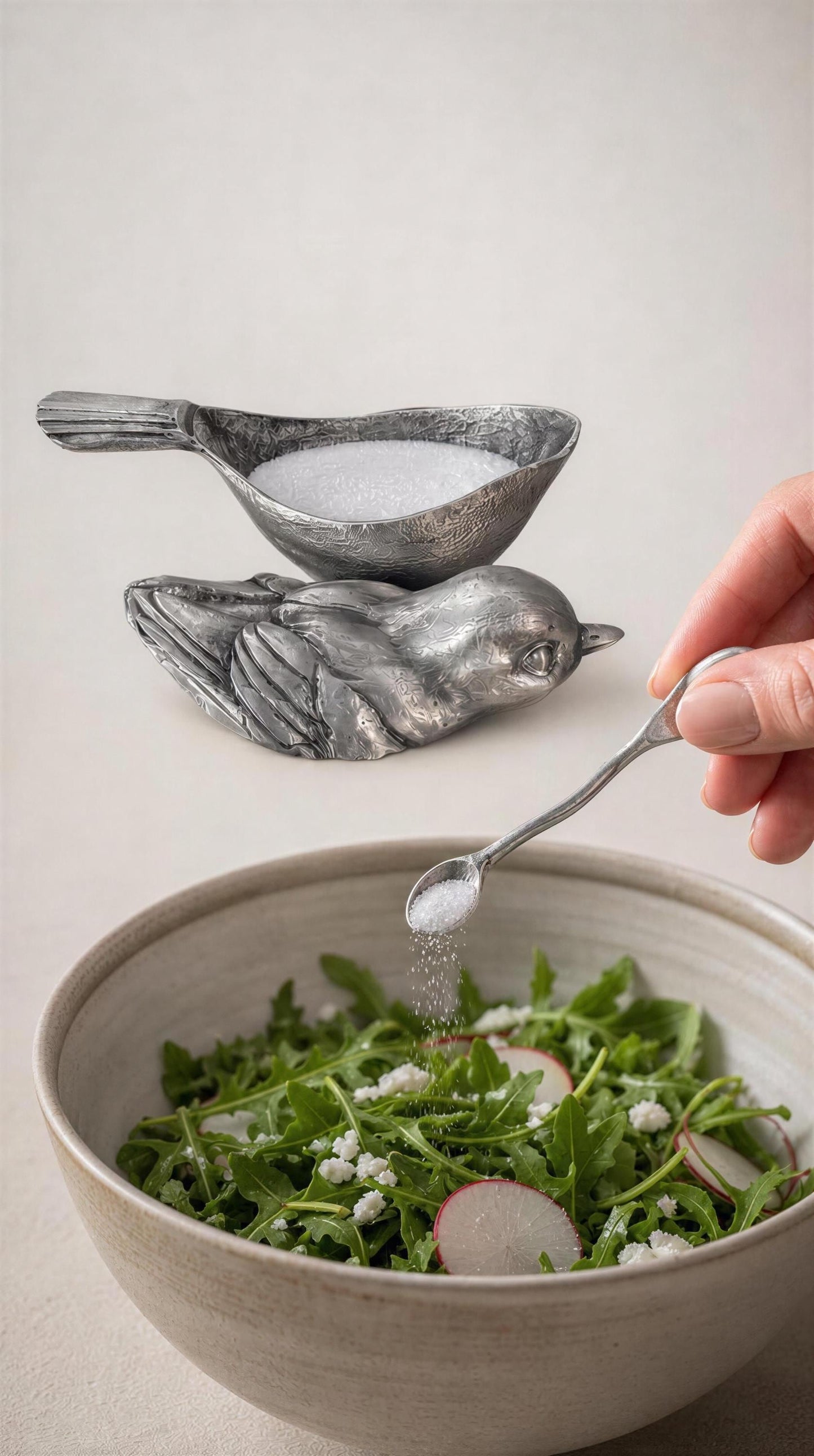 Pewter Sparrow Salt Cellar Set, Handcrafted Bird Salt and Spice Dish, Nature Kitchen Decor, Housewarming Gift