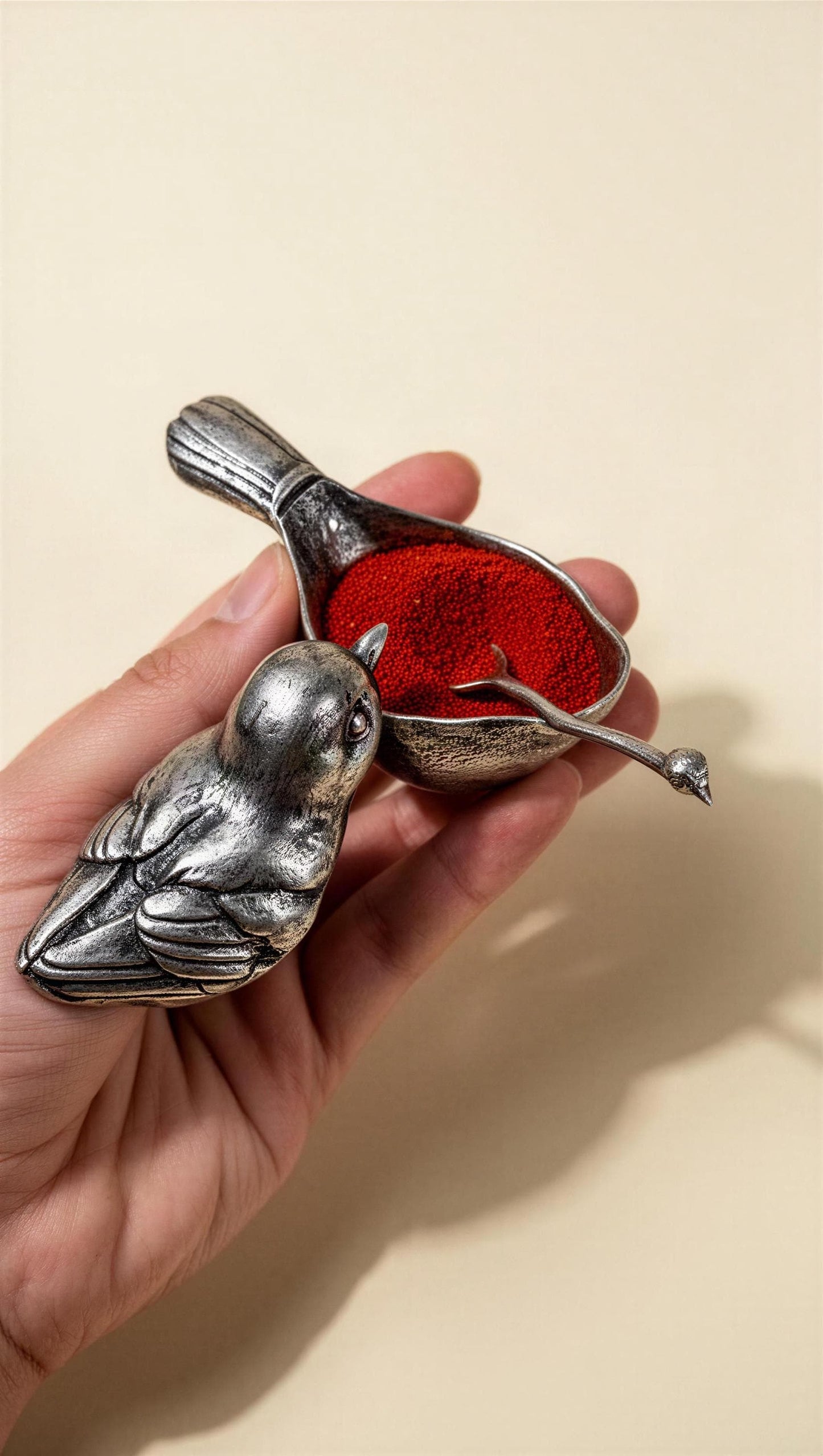 Pewter Sparrow Salt Cellar Set, Handcrafted Bird Salt and Spice Dish, Nature Kitchen Decor, Housewarming Gift