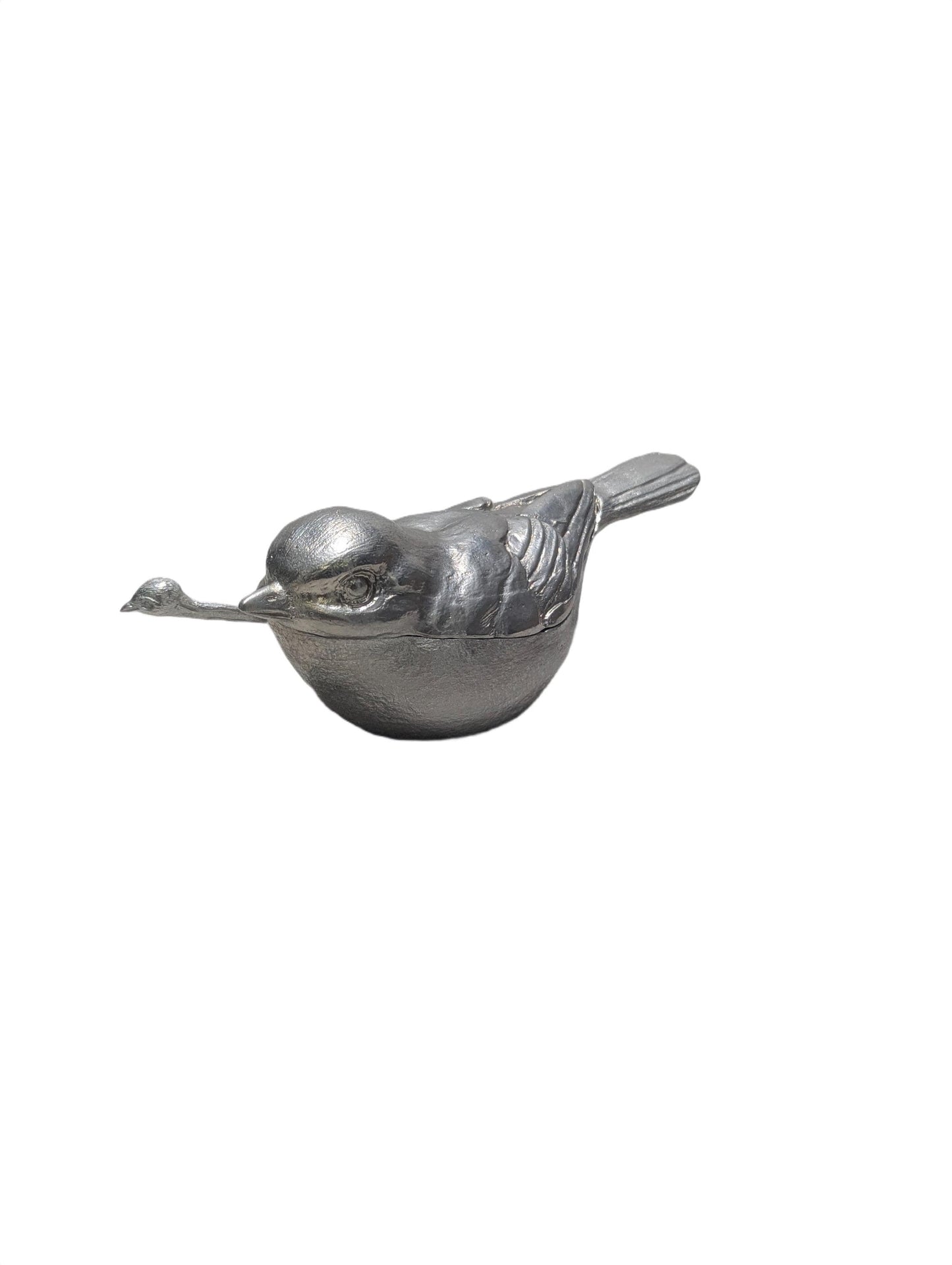 Pewter Sparrow Salt Cellar Set, Handcrafted Bird Salt and Spice Dish, Nature Kitchen Decor, Housewarming Gift