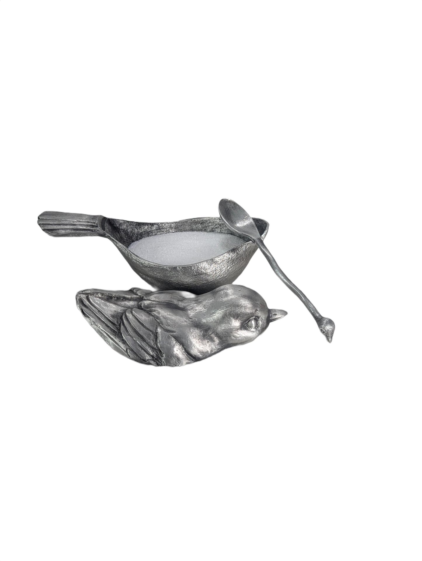Pewter Sparrow Salt Cellar Set, Handcrafted Bird Salt and Spice Dish, Nature Kitchen Decor, Housewarming Gift