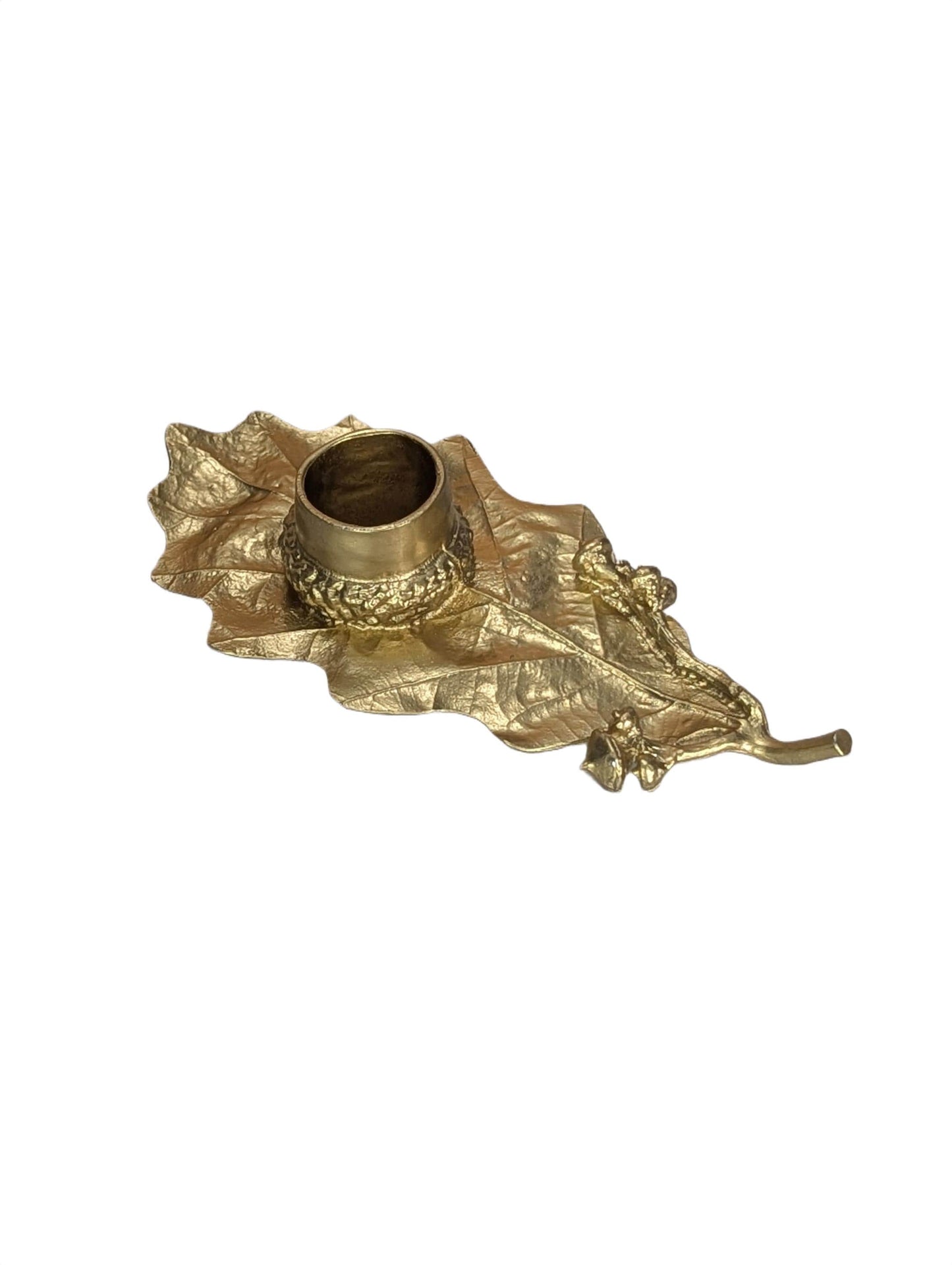 Handcrafted Pewter Oak Leaf Candle Holder, Botanical Acorn Taper Candlestick, Nature Inspired Autumn Table Decor