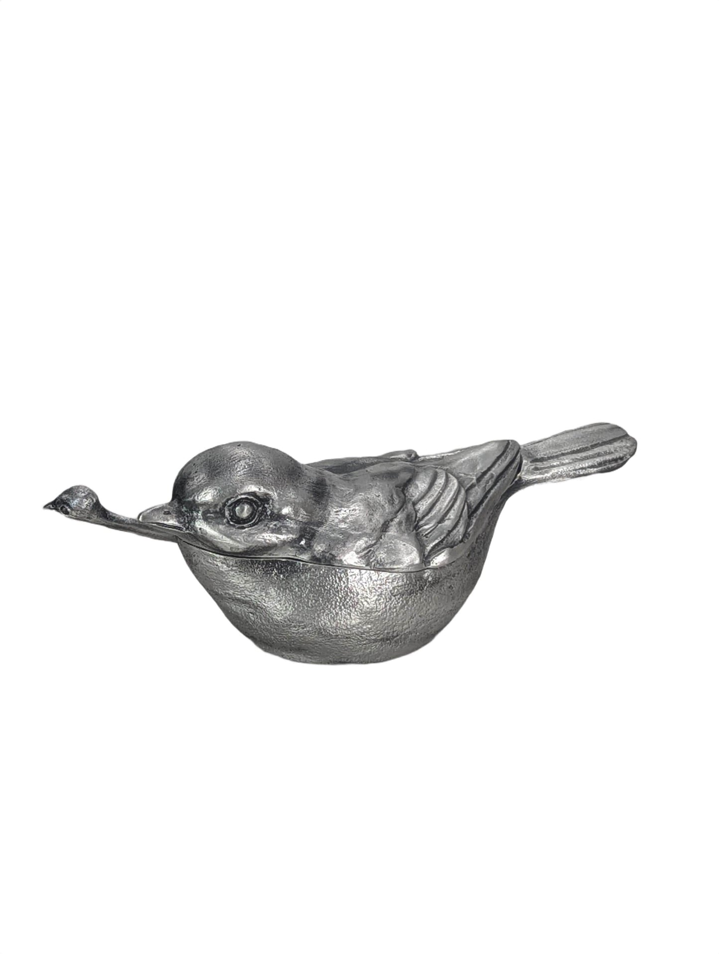 Pewter Sparrow Salt Cellar Set, Handcrafted Bird Salt and Spice Dish, Nature Kitchen Decor, Housewarming Gift