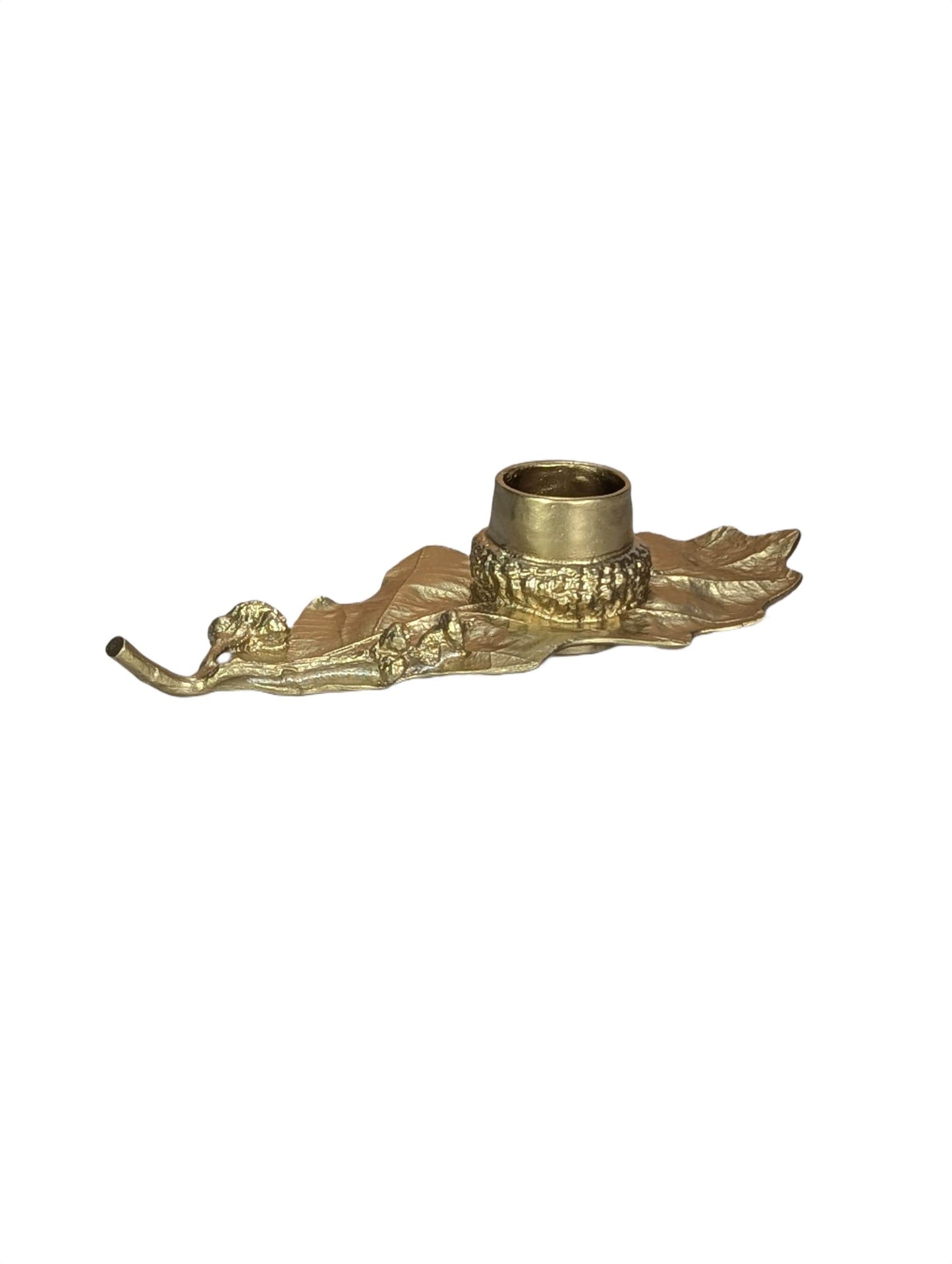 Handcrafted Pewter Oak Leaf Candle Holder, Botanical Acorn Taper Candlestick, Nature Inspired Autumn Table Decor