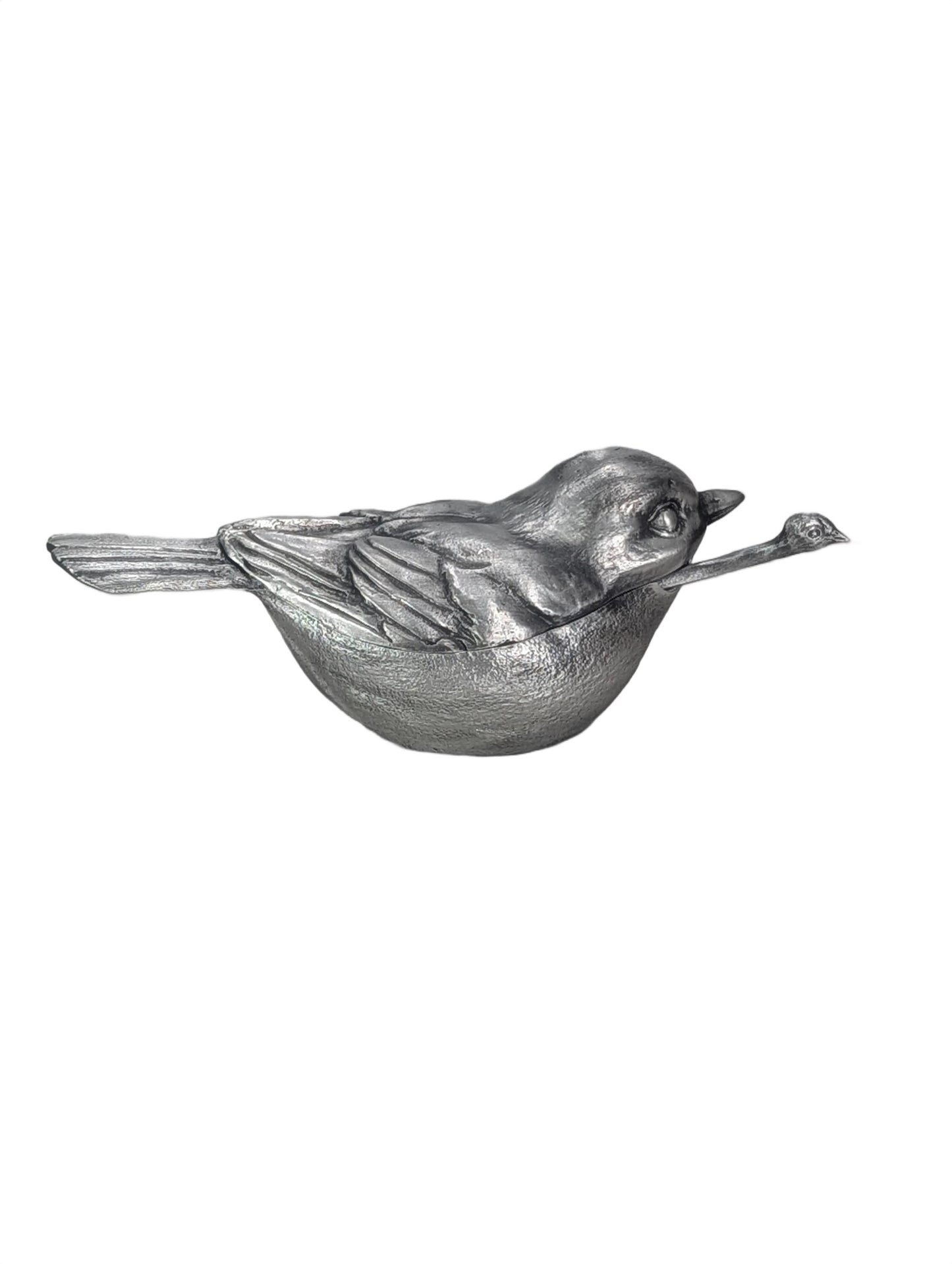 Pewter Sparrow Salt Cellar Set, Handcrafted Bird Salt and Spice Dish, Nature Kitchen Decor, Housewarming Gift