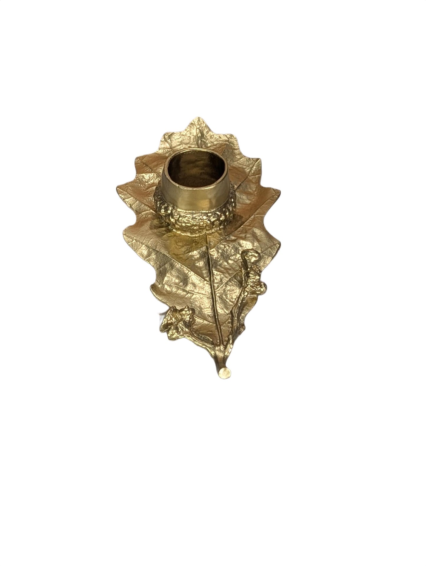 Handcrafted Pewter Oak Leaf Candle Holder, Botanical Acorn Taper Candlestick, Nature Inspired Autumn Table Decor
