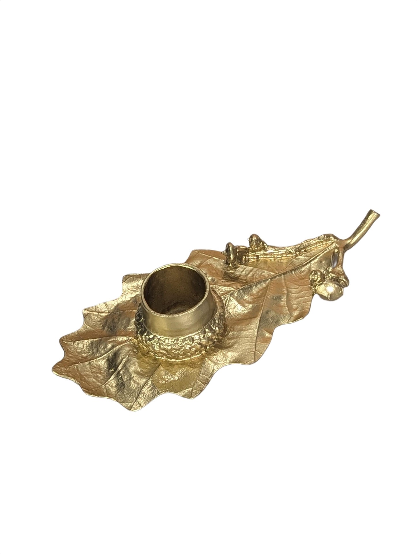 Handcrafted Pewter Oak Leaf Candle Holder, Botanical Acorn Taper Candlestick, Nature Inspired Autumn Table Decor