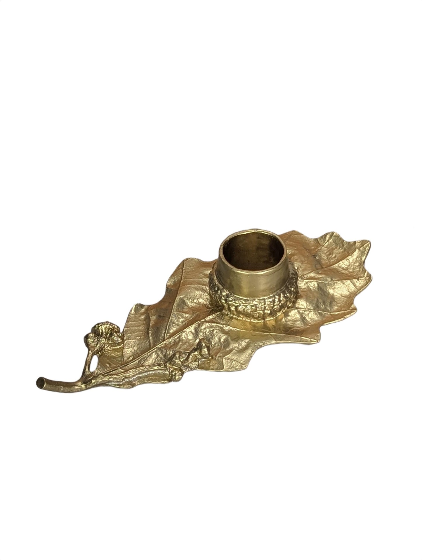 Handcrafted Pewter Oak Leaf Candle Holder, Botanical Acorn Taper Candlestick, Nature Inspired Autumn Table Decor