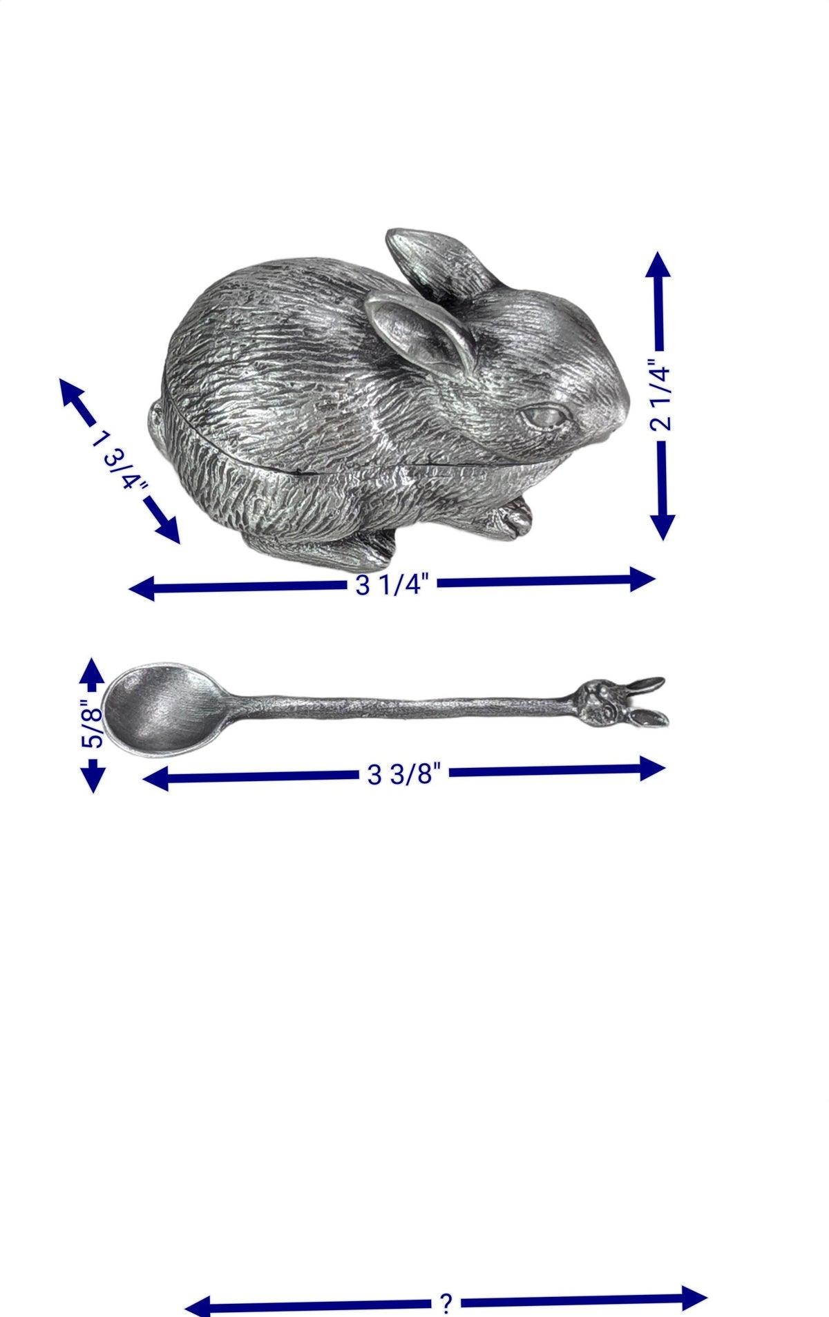 Handcrafted Bunny Salt Cellar with Spoon, Rabbit Salt Box, Lead-Free Metal Tableware Decor, Unique Culinary Gift