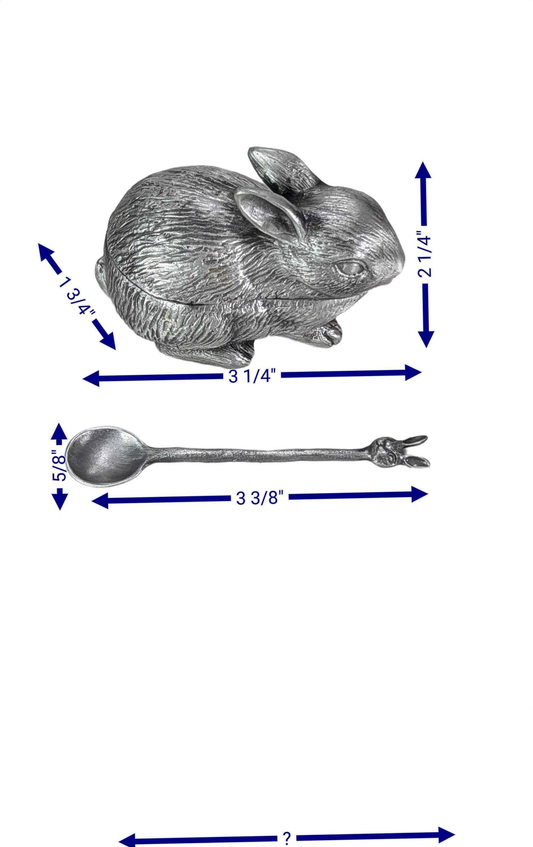 Handcrafted Bunny Salt Cellar with Spoon, Rabbit Salt Box, Lead-Free Metal Tableware Decor, Unique Culinary Gift