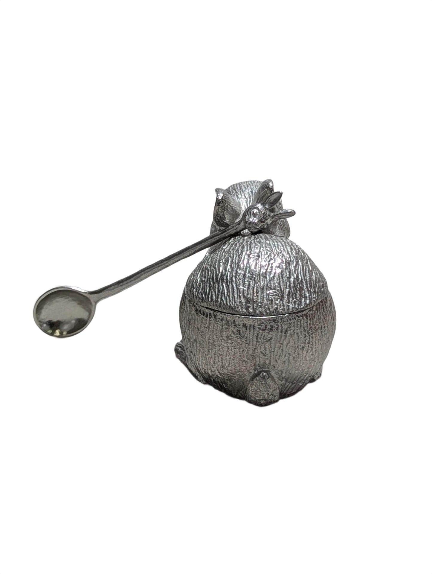 Handcrafted Bunny Salt Cellar with Spoon, Rabbit Salt Box, Lead-Free Metal Tableware Decor, Unique Culinary Gift