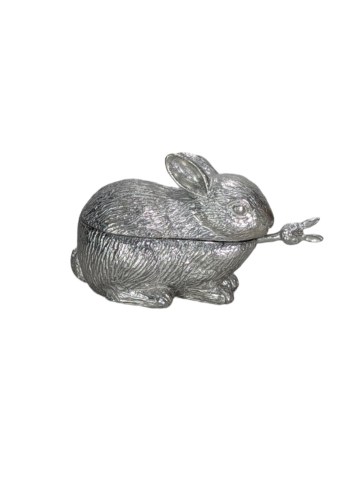 Handcrafted Bunny Salt Cellar with Spoon, Rabbit Salt Box, Lead-Free Metal Tableware Decor, Unique Culinary Gift