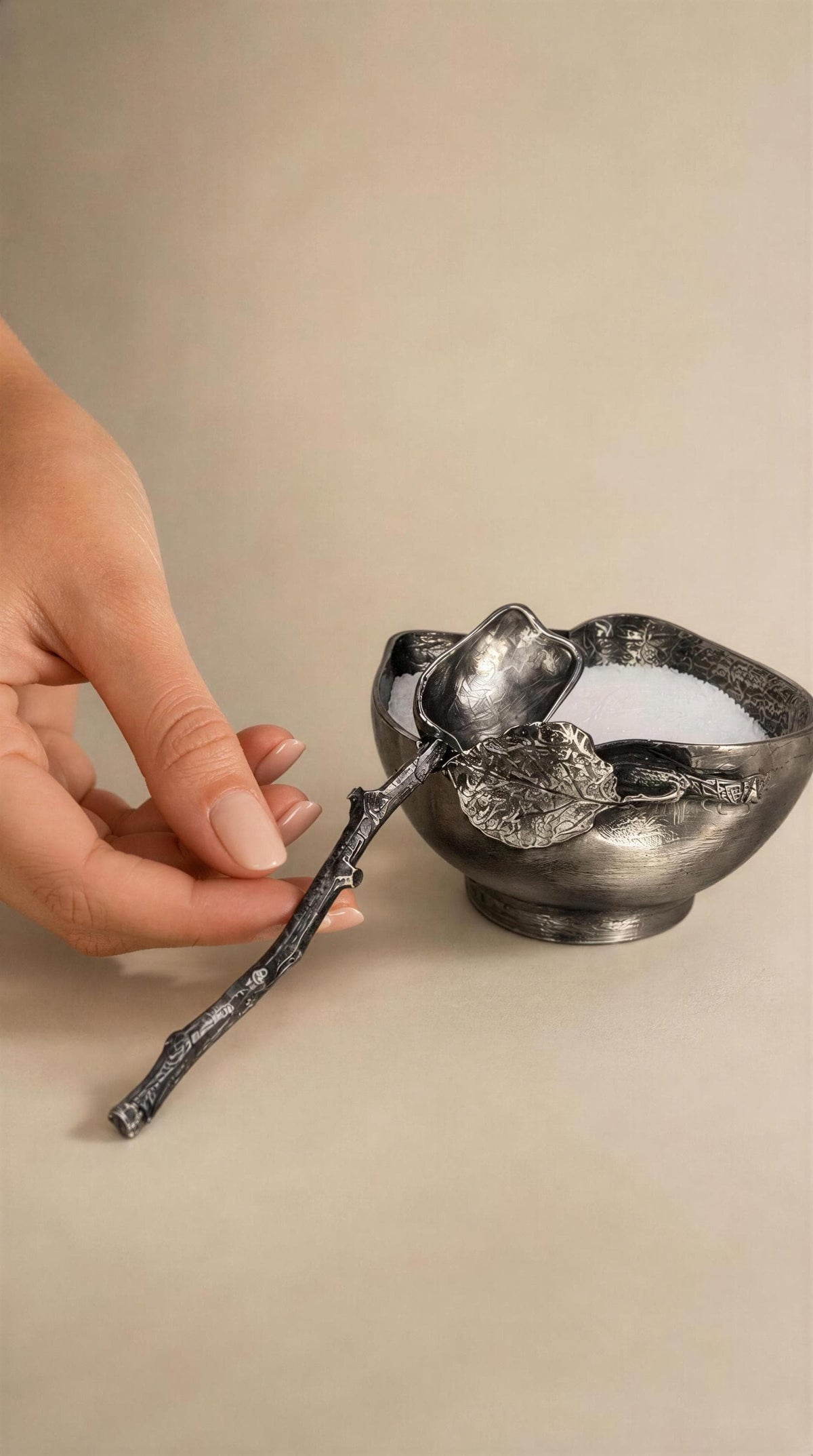 Handcrafted Pewter Apple Salt Cellar with Spoon, Botanical Pinch Pot, Rustic Harvest Table Decor, Artisan Spice Bowl