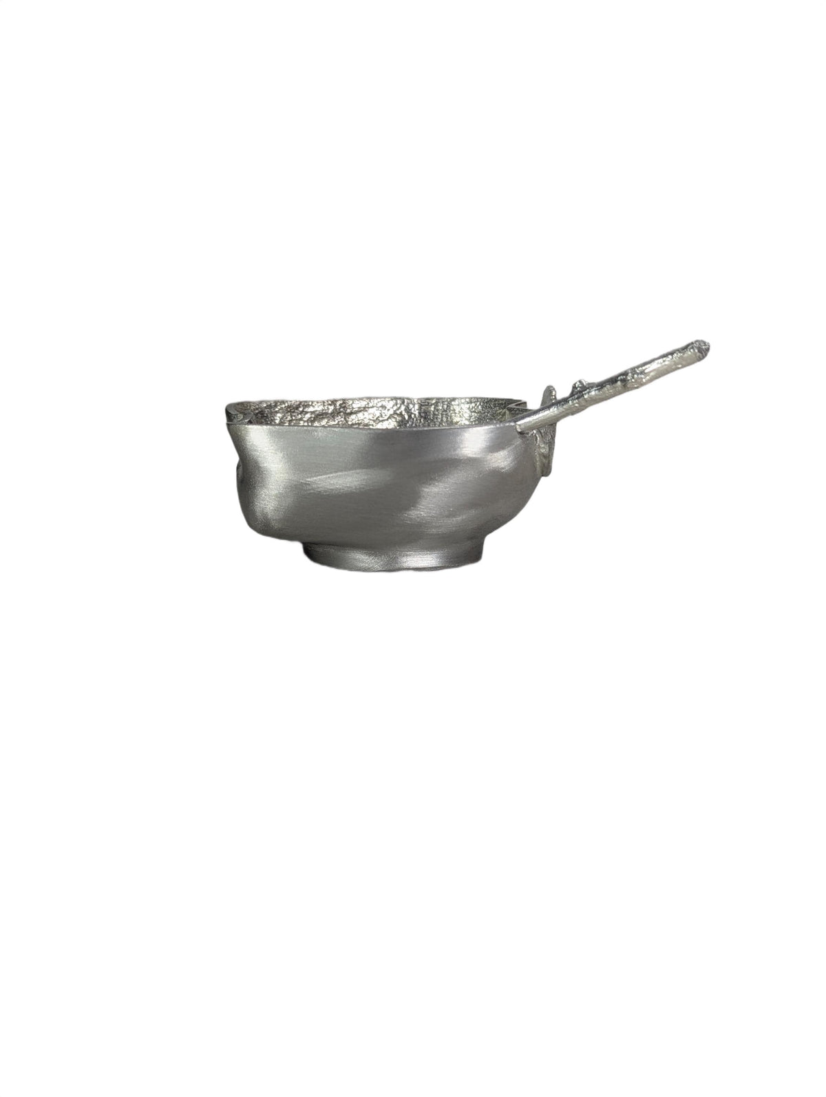 Handcrafted Pewter Apple Salt Cellar with Spoon, Botanical Pinch Pot, Rustic Harvest Table Decor, Artisan Spice Bowl