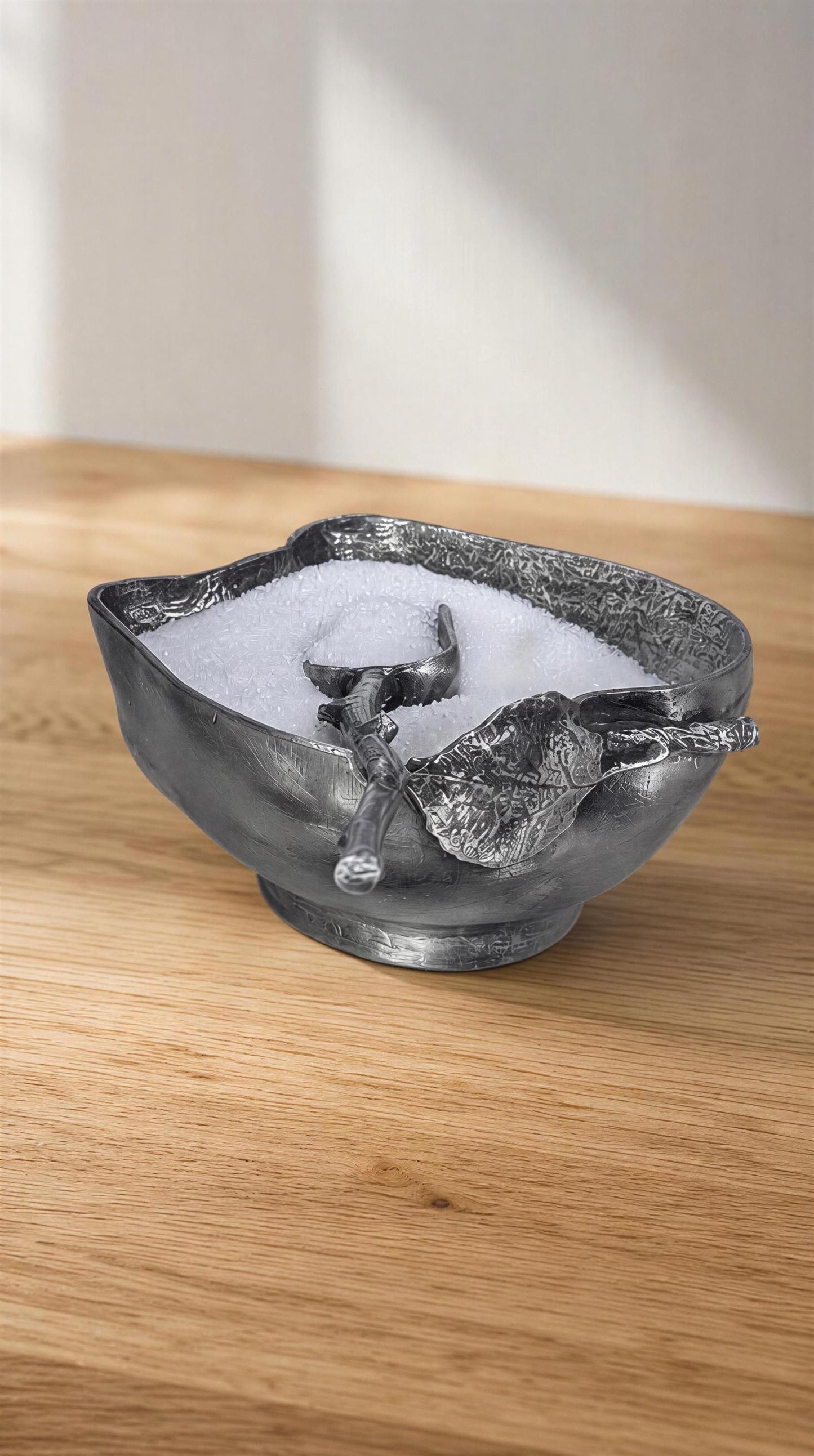 Handcrafted Pewter Apple Salt Cellar with Spoon, Botanical Pinch Pot, Rustic Harvest Table Decor, Artisan Spice Bowl