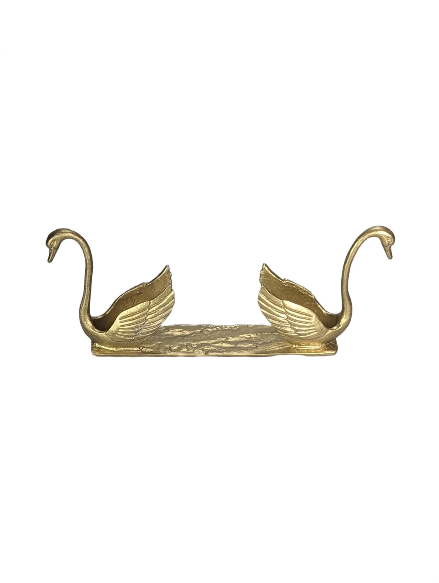 Handcrafted Pewter Swan Business Card Holder, Minimalist Dual Swan Desk Organizer