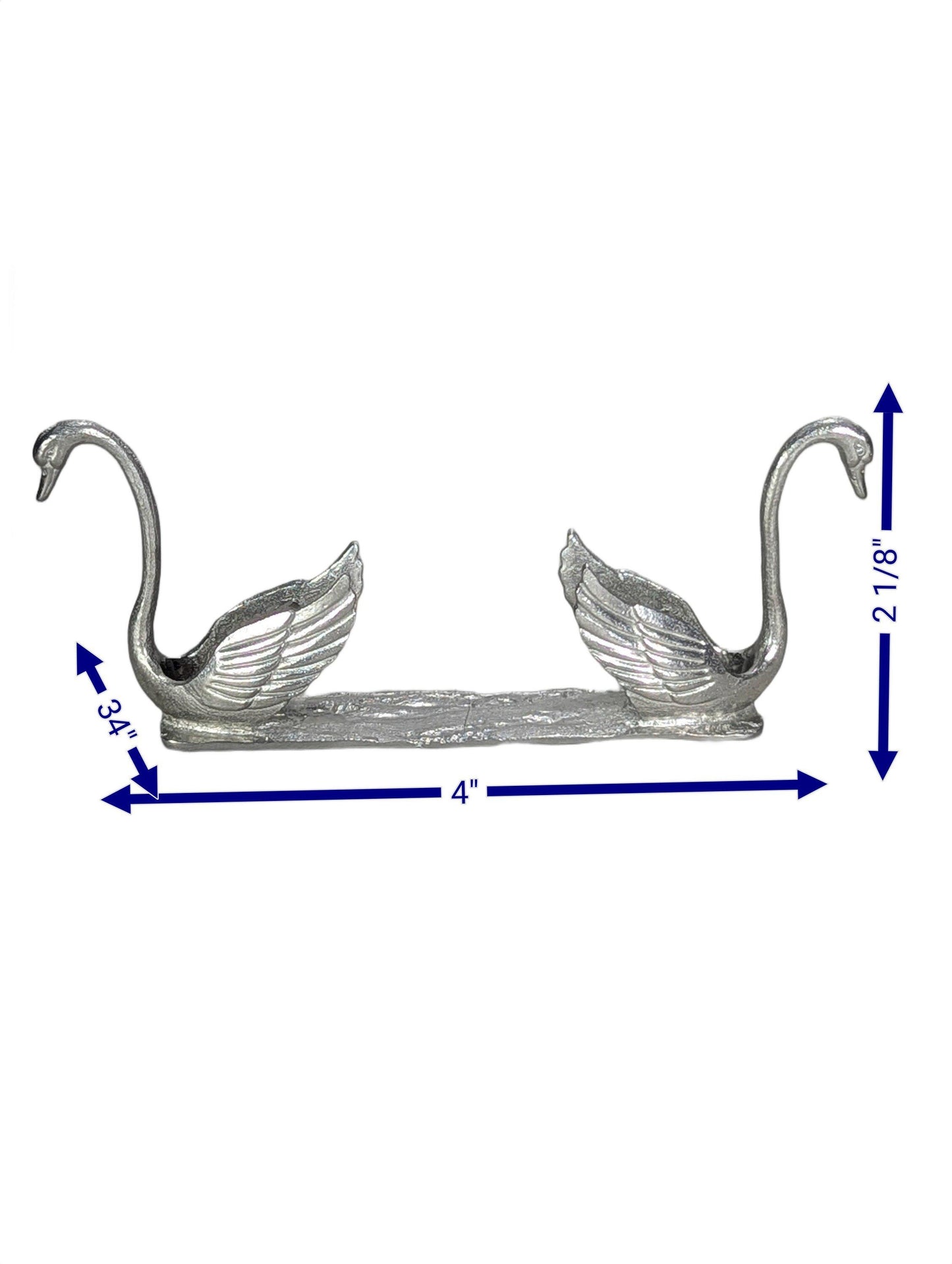Handcrafted Pewter Swan Business Card Holder, Minimalist Dual Swan Desk Organizer