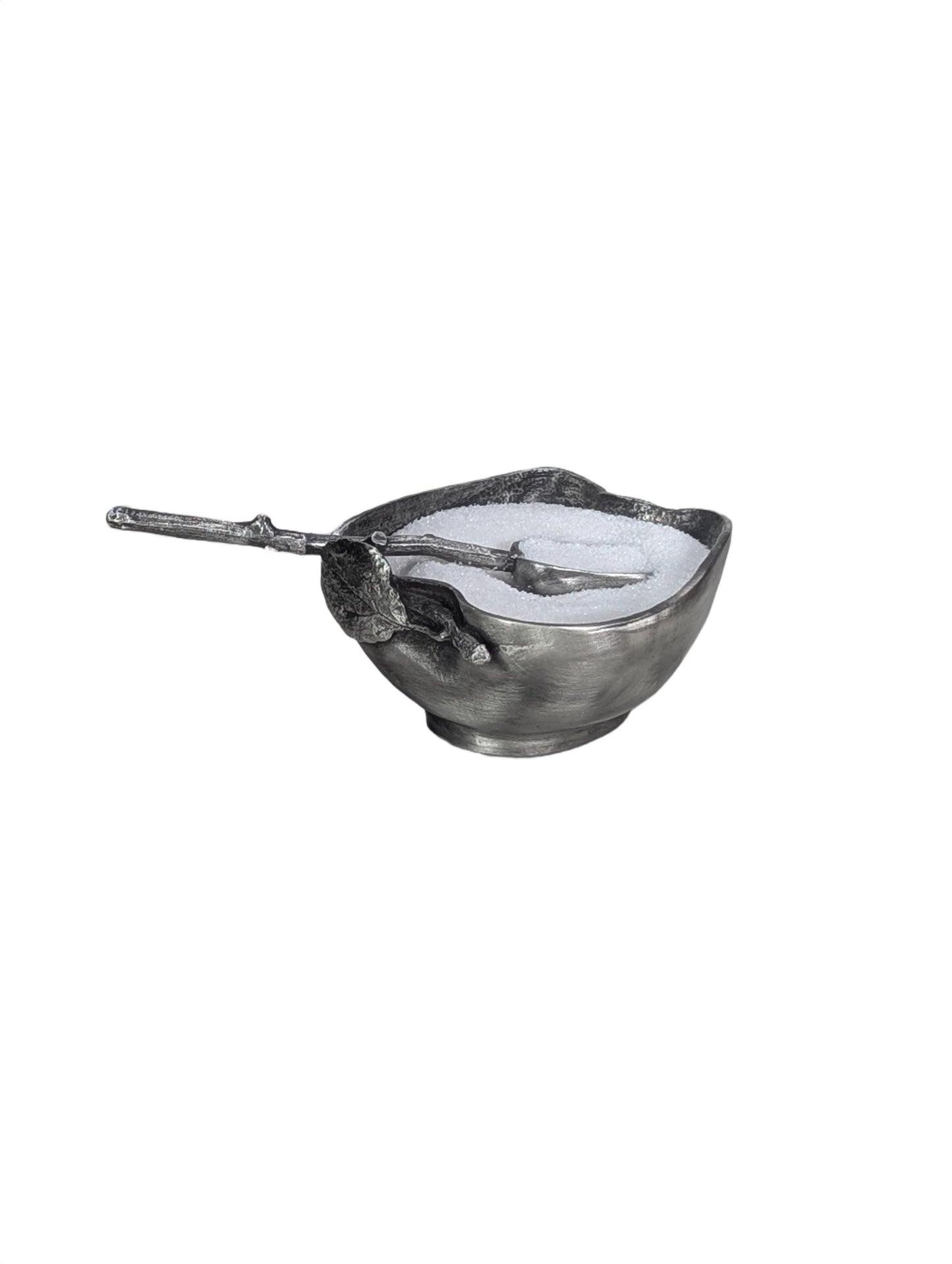 Handcrafted Pewter Apple Salt Cellar with Spoon, Botanical Pinch Pot, Rustic Harvest Table Decor, Artisan Spice Bowl