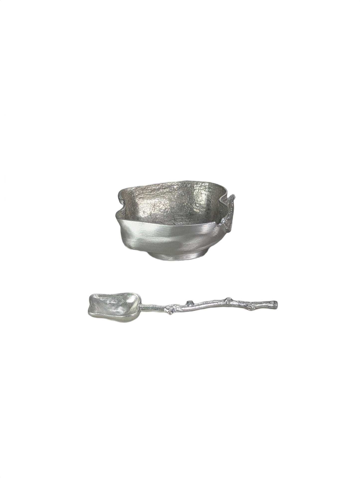 Handcrafted Pewter Apple Salt Cellar with Spoon, Botanical Pinch Pot, Rustic Harvest Table Decor, Artisan Spice Bowl