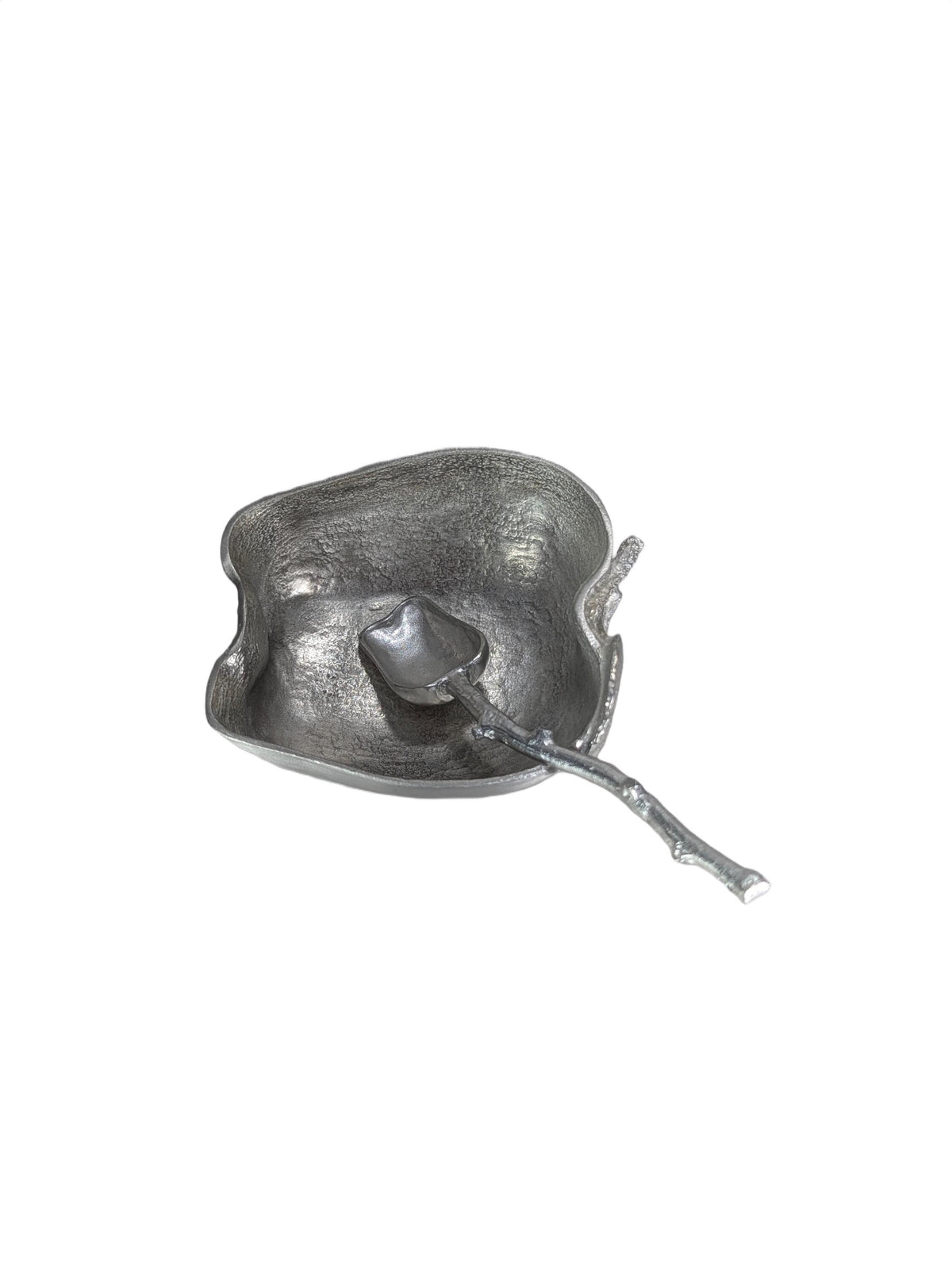 Handcrafted Pewter Apple Salt Cellar with Spoon, Botanical Pinch Pot, Rustic Harvest Table Decor, Artisan Spice Bowl