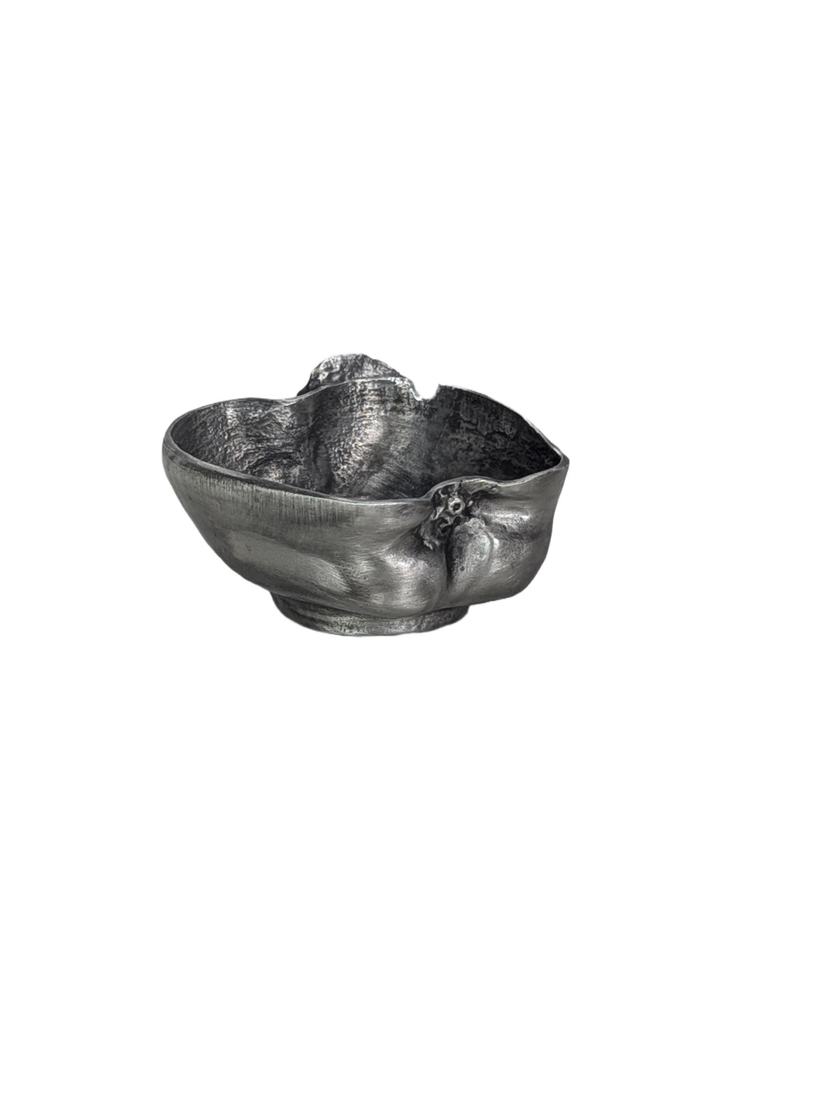 Handcrafted Pewter Apple Salt Cellar with Spoon, Botanical Pinch Pot, Rustic Harvest Table Decor, Artisan Spice Bowl