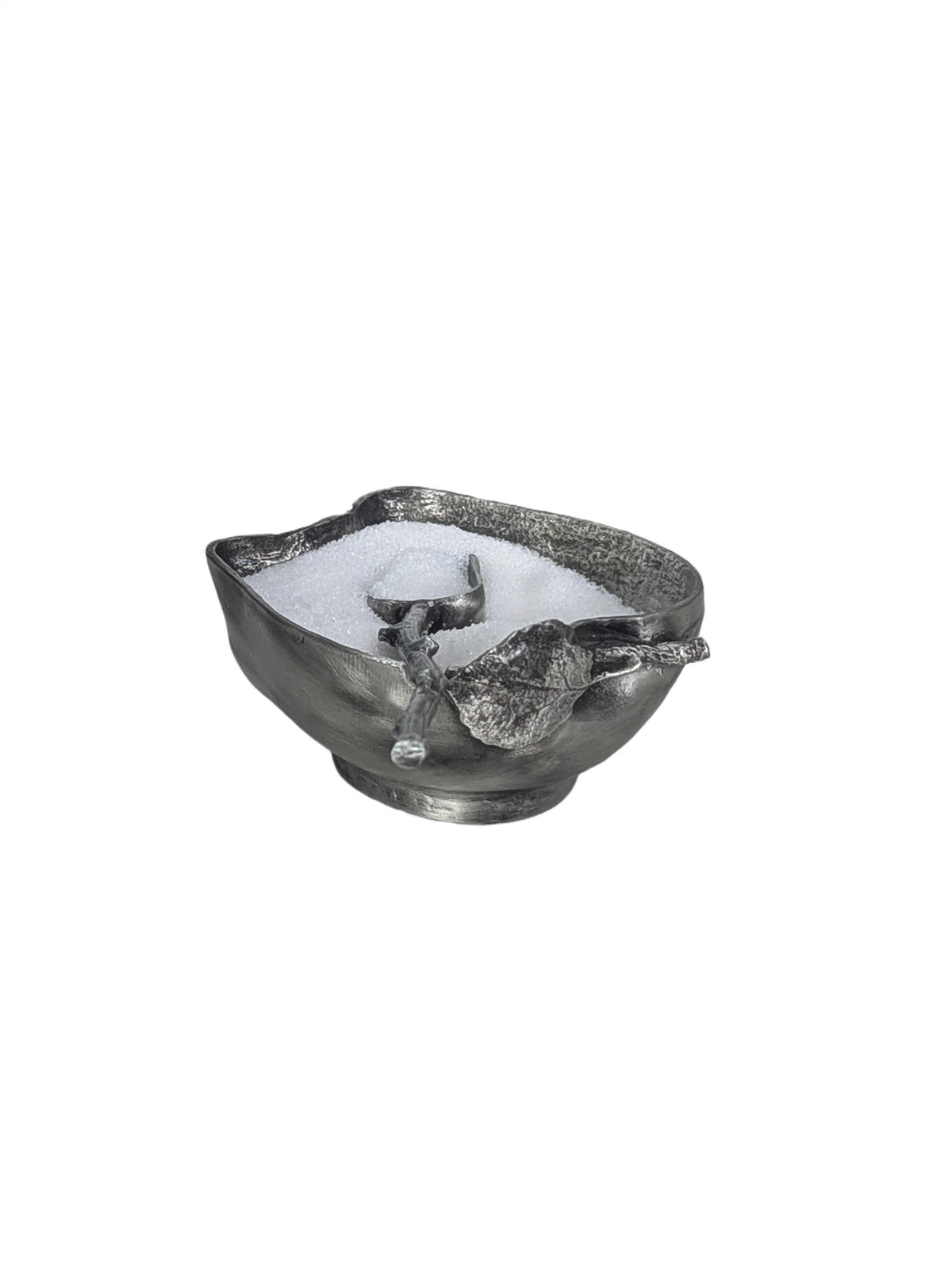 Handcrafted Pewter Apple Salt Cellar with Spoon, Botanical Pinch Pot, Rustic Harvest Table Decor, Artisan Spice Bowl