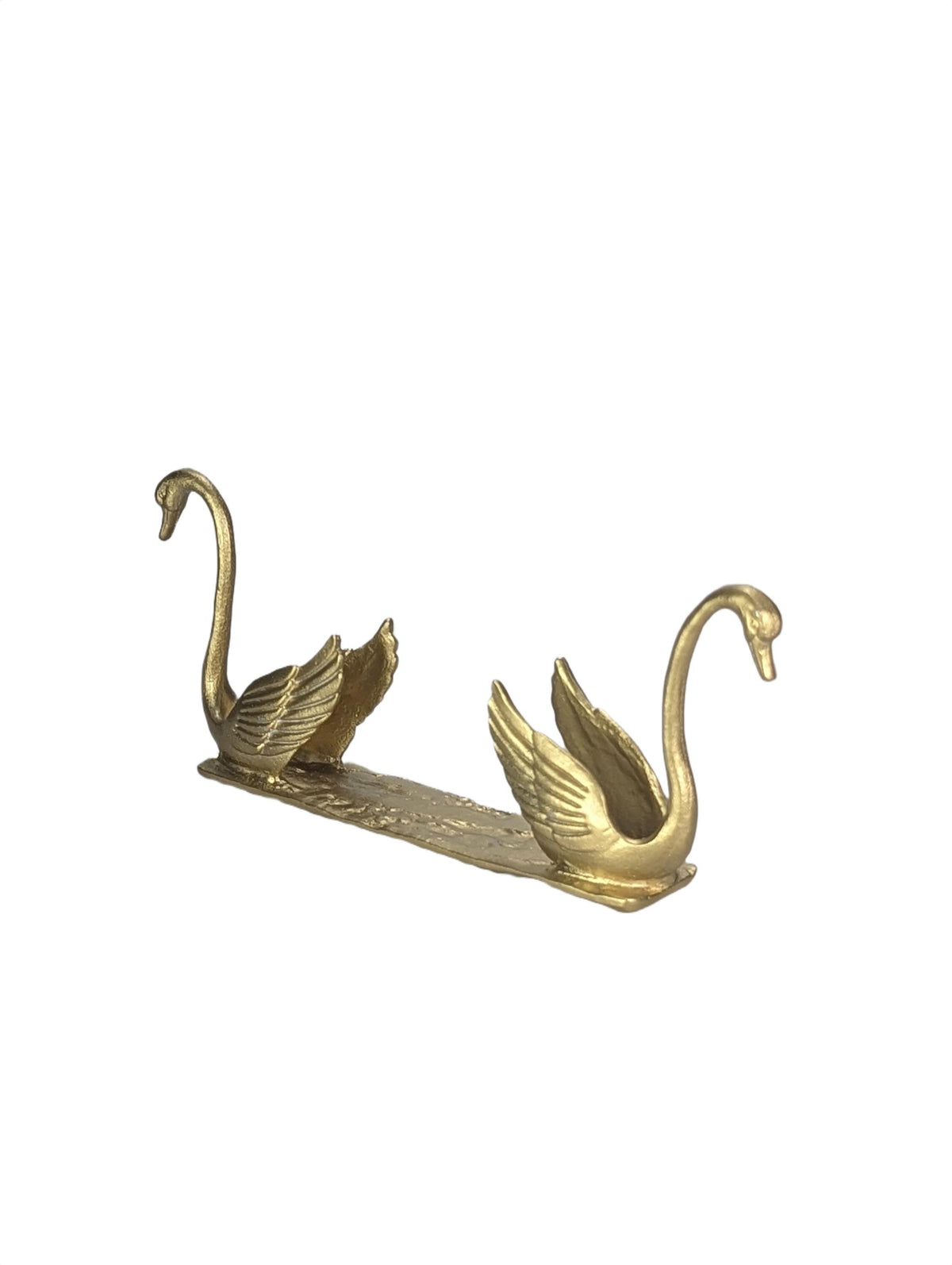 Handcrafted Pewter Swan Business Card Holder, Minimalist Dual Swan Desk Organizer
