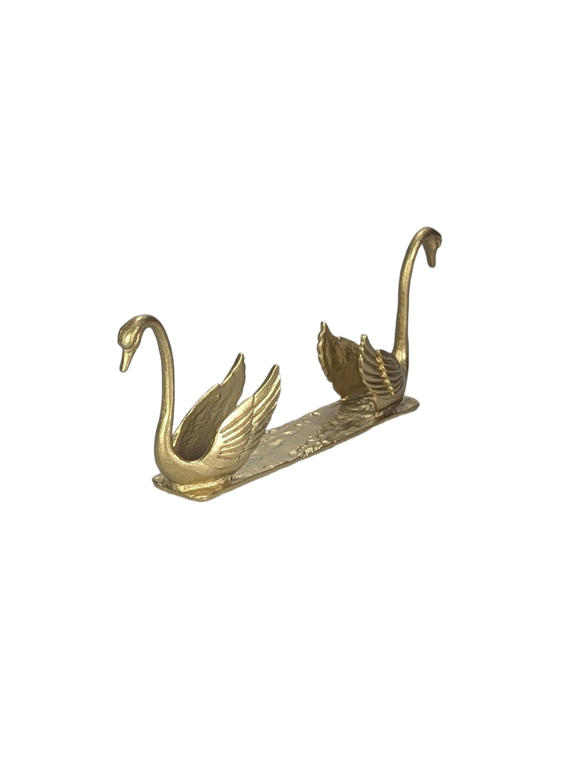 Handcrafted Pewter Swan Business Card Holder, Minimalist Dual Swan Desk Organizer