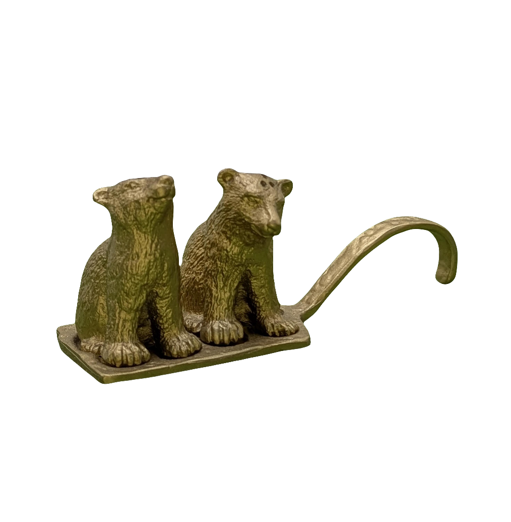 Polar Bear Cubs Miniature Minimalist Pewter Salt & Pepper Shakers Set Collectible