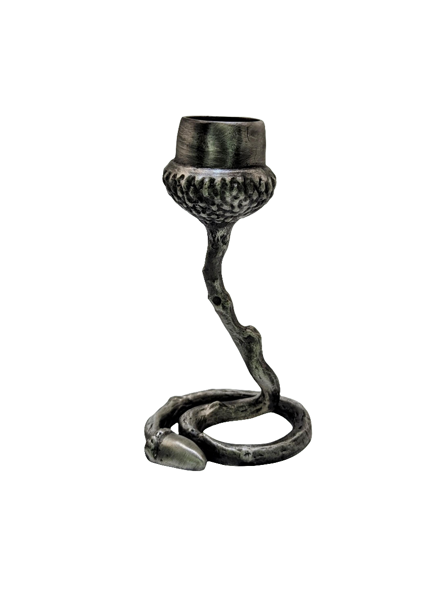 Pewter Acorn Twig Taper Candle Holder Home Decor Inspired by Nature